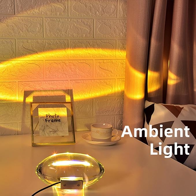 Angel Eyes Projection Night Light, Colorful Crystal Lamp Sunset Table Lamp, Crystal Atmosphere Lamp, Tabletop Light Atmosphere Night Light for Party Home Decor Bedroom Living Room