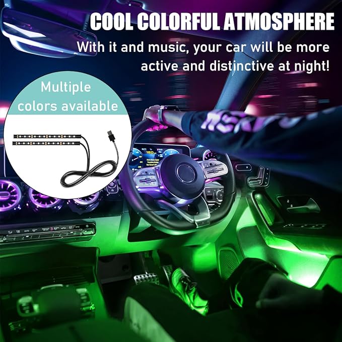 Car LED Strip Light, 24 LED Auto Interior Under Dash Atmosphere Lights with USB Port, Universal Car Accessories