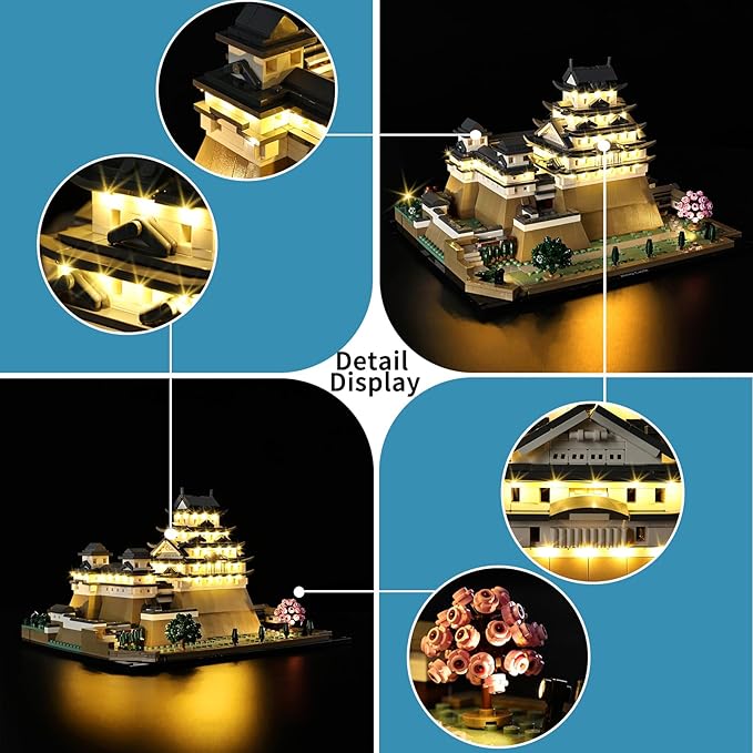 BrickSoul Light Up Kit for Lego Landmarks Collection: Himeji Castle 21060 Building Set, Upgrade RC Adjustable Lighting Mode Lighting Accessories for Lego Fans Gift, Not Included 21060 Model