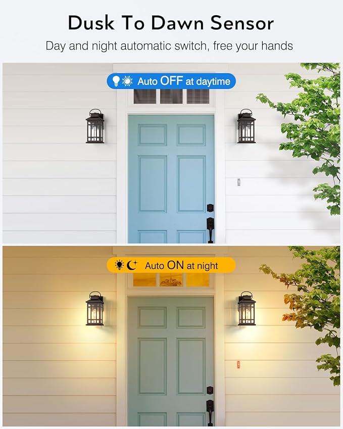 ORB Dusk to Dawn Outdoor Lighting, Oil Rubbed Bronze Exterior Light Fixtures, 100% Aluminum Anti-Rust Waterproof Modern Outside Lights for House, Porch, Garage, Front Door, Easy-to-Install