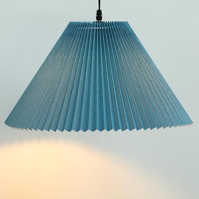 Pleated Blue Lamp Shade for Arc/Arched Table Lamp/Floor Lamps Replacement spider lampshade 5.9"Top X 16.5"Bottom X 11"High