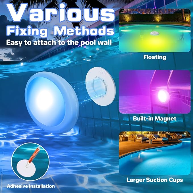 Askyli 2026 Pool Lights for Inground Pool, 2500mAh Remote-Controlled Waterproof Floating Pool Lights, Dynamic Lighting LED Pool Light for Above Ground Pool Party Hot Tub Fountains Wedding-1PC