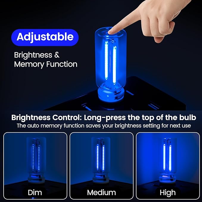 Kairiyard 2 PCS Blue USB Interior Car Ambient Lights, Touch Control Adjustable Brightness Plug-in Retro Glass Bottle LED Night Lights for Car Bedroom Camping Party Holiday Decoration