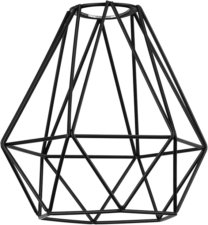 EE Eleven Master Lighting Metal Cage Lampshade for Pendant Light Cord Kit Vintage Lamp Holders Hanging Lighting Cord Fixture Farmhouse Bedroom Dining Room Decoration (1 Pack/Diamond Shape)