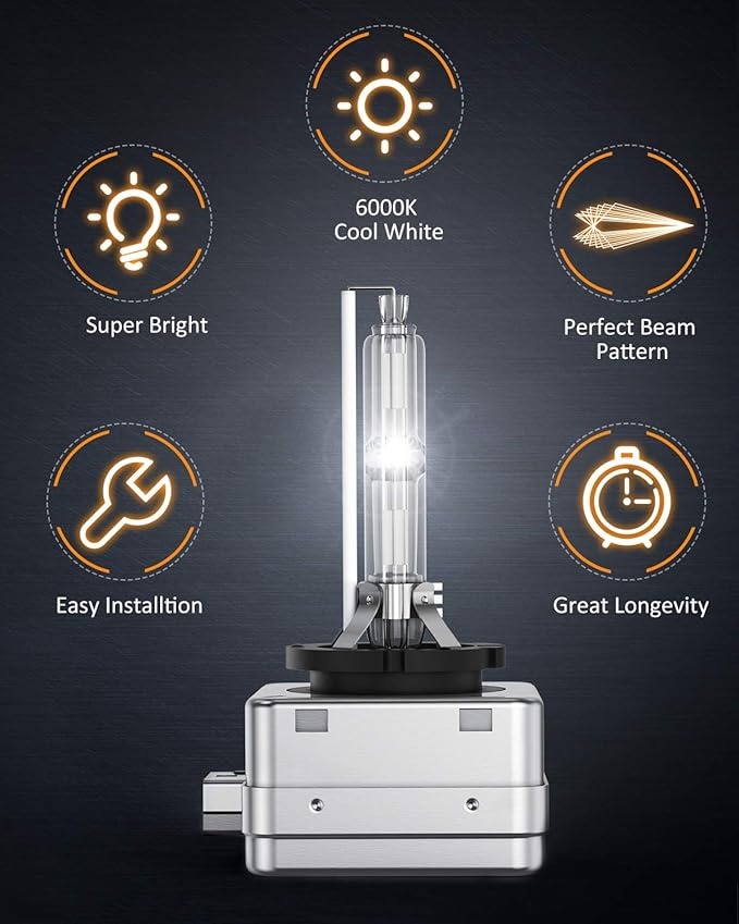 Nilight D3S HID Headlight Bulbs, Super Bright D3S HID Bulb 6000K Diamond White High Low Beam HID Xenon Bulbs Replacement, 2-Pack