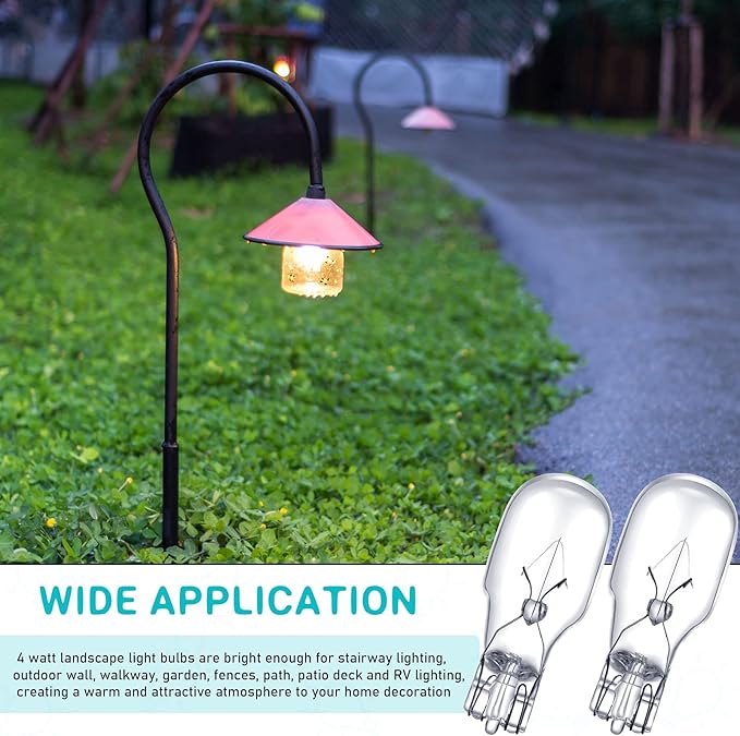 Riakrum T5 Landscape Light Bulbs 12 Volt 4 Watt Landscape Lighting Bulbs Low Voltage Wedge Base Replacement Lamp for Outdoor Garden Deck Yard(20 Pieces)