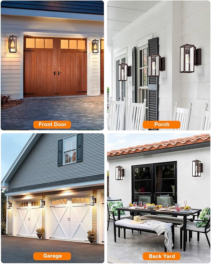 VIANIS Dusk to Dawn Outdoor Lighting, Modern Oil Rubbed Bronze Wall Light Fixtures, 100% Aluminum Porch Lights Outdoor, Anti-Rust Waterproof Outside Sconce Lights for Patio Front Door Entryway, 2-Pack