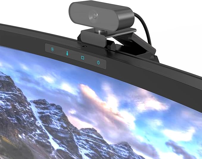 ONWAY Curved Monitor Light Bar with Wireless Remote,Monitor Light Bar with Auto-Dimming and Camera Base,Applicable to All Screens. No Screen Glare,for (Basic)
