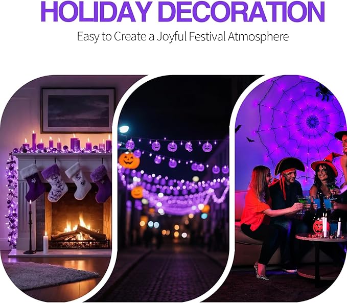 C7 Halloween Light Replacement Bulbs, Led Clear Purple Light Bulbs, 0.6 W C7 Bulb E12 Candelabra Base for Christmas Thanksgiving Xmas Tree Holiday Patio Outdoor String Lights Decor -12 Pack