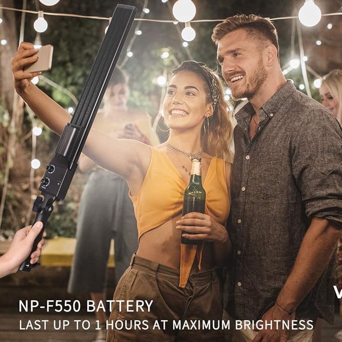 LED Video Light Battery Powered Photography Light Portable Handheld Wand,Dimmable 2800-5500K Photo Studio Light Kit with NP-550 Li-ion Battery and Stand for Portrait, YouTube,Outdoor Video