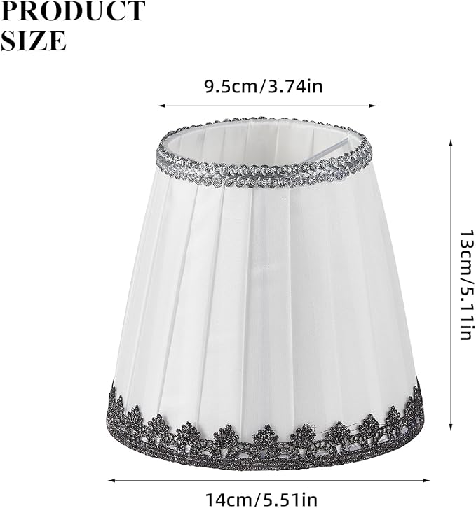 6 Pack White Linen Pleated Empire Clip-On Lampshades, 5.5" Top x 3.6" Bottom x 5.2" Height, Small Lamp Shades for Chandelier, Candle Wall Light Replacement
