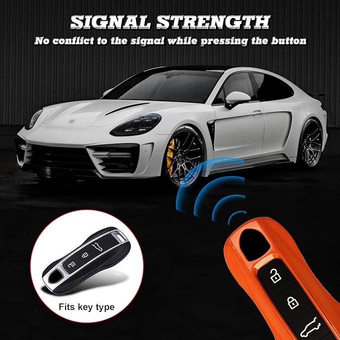 x xotic tech Orange Remote Key Covers Case, Compatible with Porsche Cayenne Cayman Panamera 971 Macan Taycan 911 991 918 Carrera 992, 3PCS Smart Key Fob Painted Keyless Entry Protectors