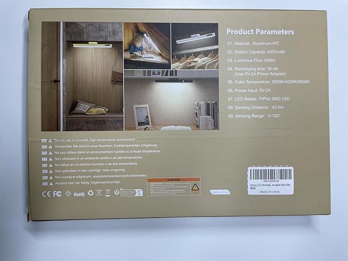 Battery Powered Operated Wall Strip Lights, Motion Sensor LED Light Bar Indoor, Rechargeable Magnetic Under Cabinet Lighting Wireless with Remote Control for Picture Shelf Bathroom – Silver