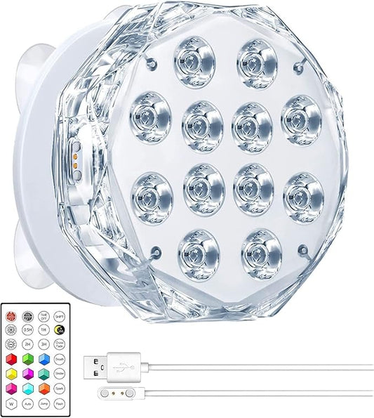 4” 20 LED Submersible LED Light - Independently and Group Controlled Pairable with Remote Magnetic Rechargeable Underwater Pool Light, Super Bright, Super Strong Magnet (1 Pack)