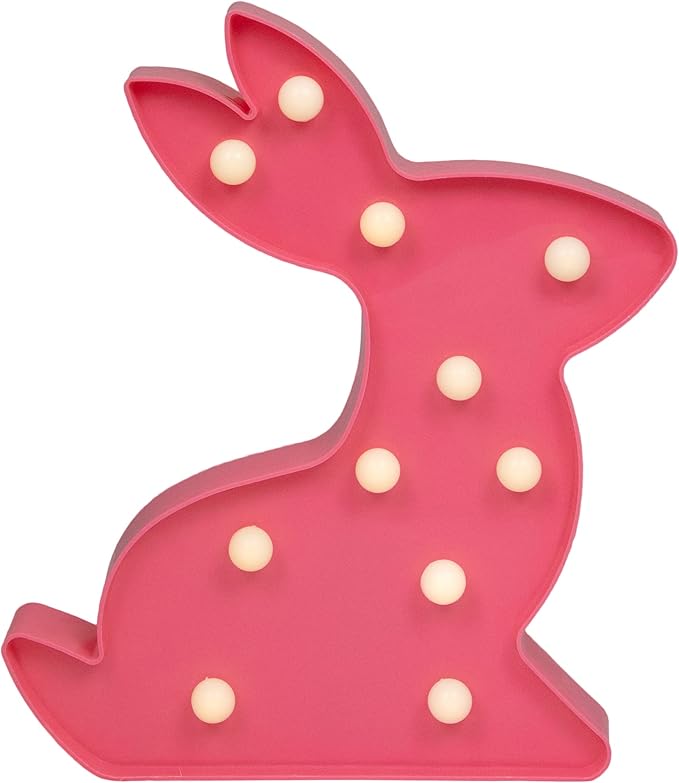 Northlight 9.5" LED Lighted Pink Easter Bunny Marquee Wall Sign