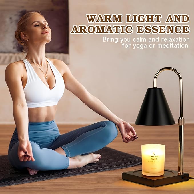 Candle Warmer Lamp with Timer Dimmer, Electric Candle Lamp Warmer for Bedroom Decor, Birthday Gifts for Women Mom, Height Adjustable Metal Candle Lamp, Home Decor for House Warming Gifts, Black