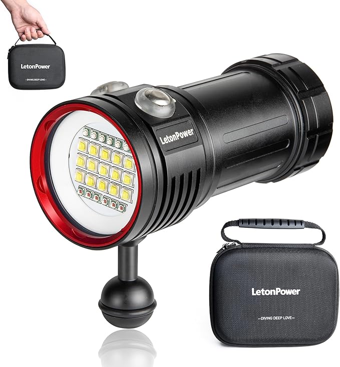 L15 10000 Lumens Underwater Video Light - 100m (330ft) Waterproof Dive Video Light with USB-C Charging, Professional Floodlight for Scuba Diving, Snorkeling & Underwater Photography