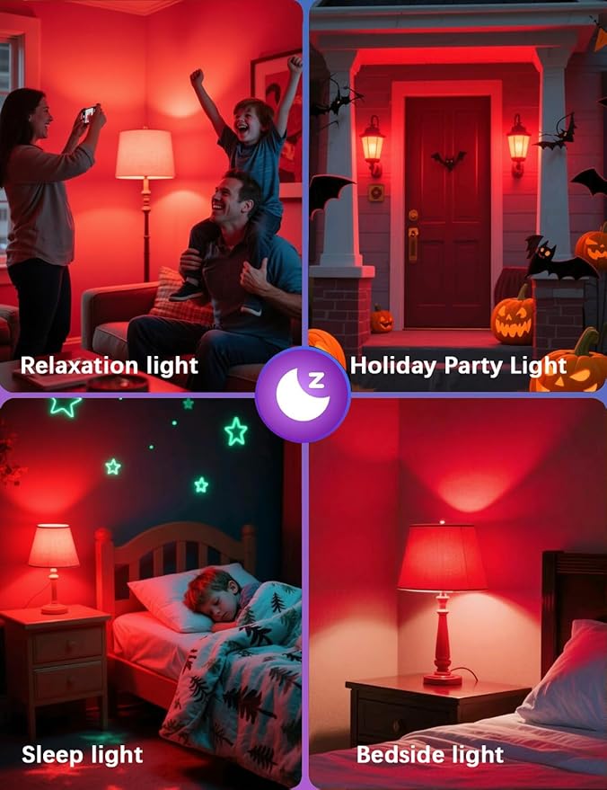630nm Red Light Bulb for Sleep Dimmable, 100% Blue Light Blocking, Promotes Melatonin Production, E26 A15 LED 5W Red Dim Night Light for Baby's Bedroom, Sleeping, 6Pack