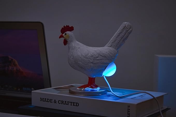Upgraded Chicken Egg Lamp, 16 Color Change with Remote, 3D Resin Chicken Night Light with USB, Lifelike LED Egg Lamp with Color Gift Box, Easter Birthday Gift
