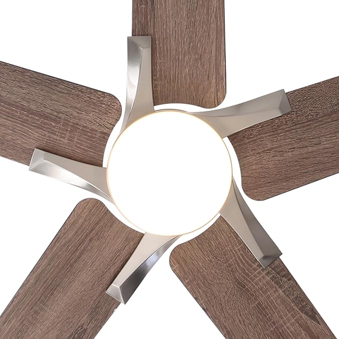 52 Inch Ceiling Fans with Lights and Remote Control for Bedroom, Modern Nickel Ceiling Fan with Quiet Reversible DC Motor, 3CCT, Dimmable, LED Lighting for Living Room, Patio, Indoor and Outdoor