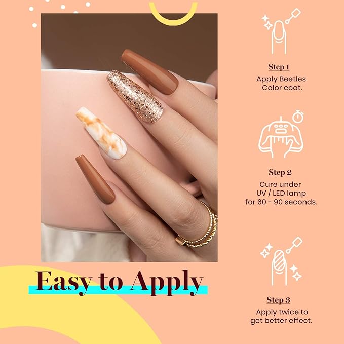 Beetles Brown Gel Nail Polish, 1Pcs 15ml Brown Winter Color Gel Polish Soak Off Nail Art Manicure Salon DIY Uv Lamp Nail Design Decoration at Home