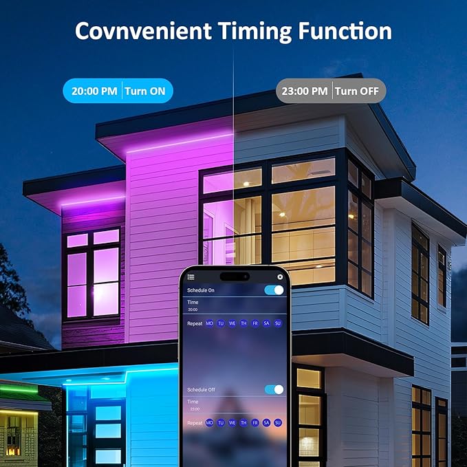 100FT Outdoor RGB LED Strip Lights, IP68 Music Sync Led Lights with App Control and Remote,Color Changing Waterproof Led Rope Lights for Outdoor, Balcony, Roof, Garden, Stairs