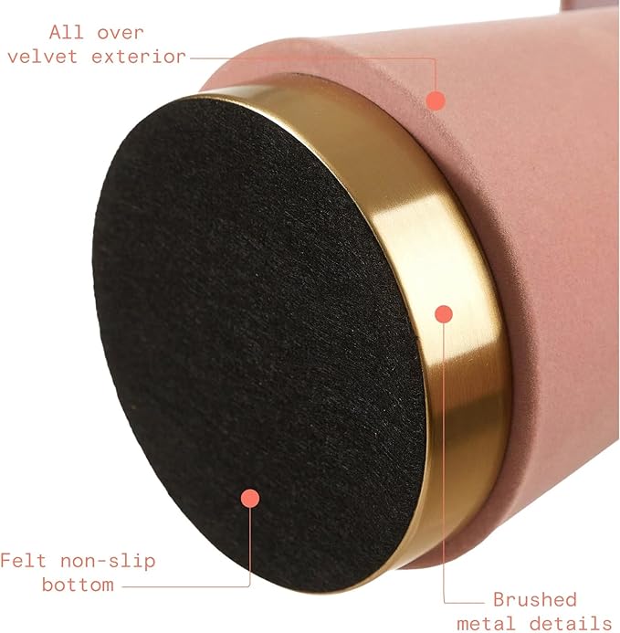 19" H Velvet Table Lamp – Soft, Plush Texture for Stylish Ambient Lighting, Rose Pink