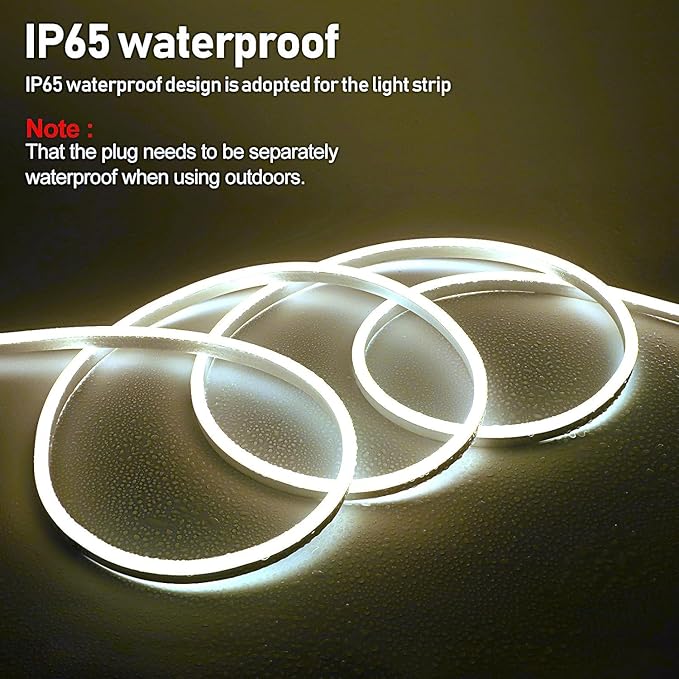 FORT 32.8FT White LED Neon Strip Lights -AC110V 120V led Light Strip Waterproof Outdoor 120LED/M Flexible Lighting for Home & Commercial Decor - ETL FCC Certified