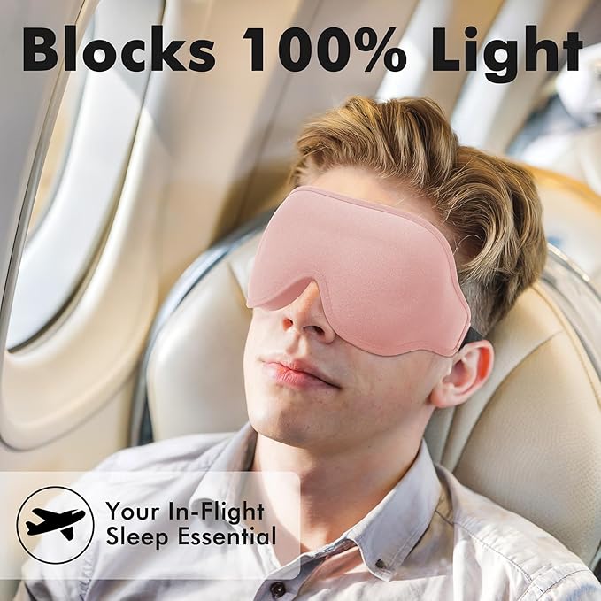 Sleep Eye Mask for Men Women, Weighted Eye Mask Blackout with Adjustable Strap, Lash Extensions Sleeping Mask for Travel (Pink, 4.6oz)