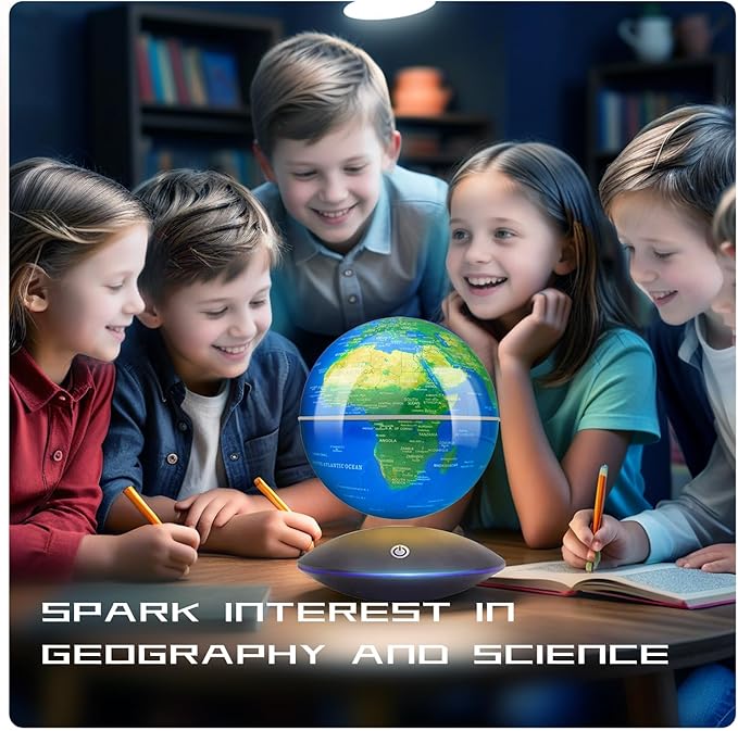 Magnetic Levitating Floating Globe with LED Light, 16 Colors Cool Tech Gadgets Gifts World Globe Lamp for Men Father Boys Girls, Birthday Gifts for Home Office Desk Decor Display