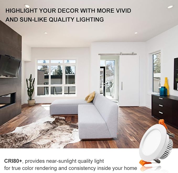 YGS-Tech 3 Inch LED Recessed Lighting, Dimmable Downlight 5W(40W Halogen Equivalent), CRI80, 4000K Natural White, Ceiling Light with LED Driver(10 Pack)