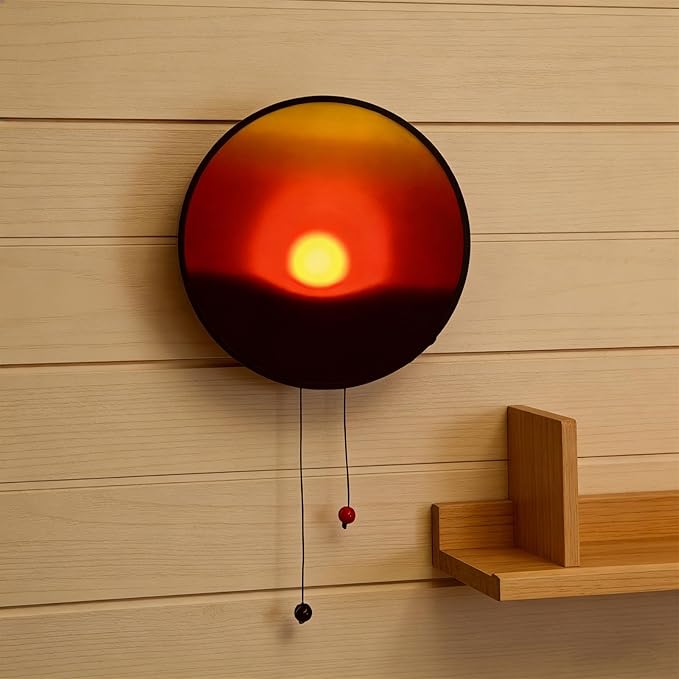 Creative Sunset Lamp Hand Pulled Night Light, Movable Sunrise to Sunset Scenery Wall Lamp, Round Sunsets Projection Lamps, Hand Pulled Wall Light That Moves with The Sun, for Room Decor