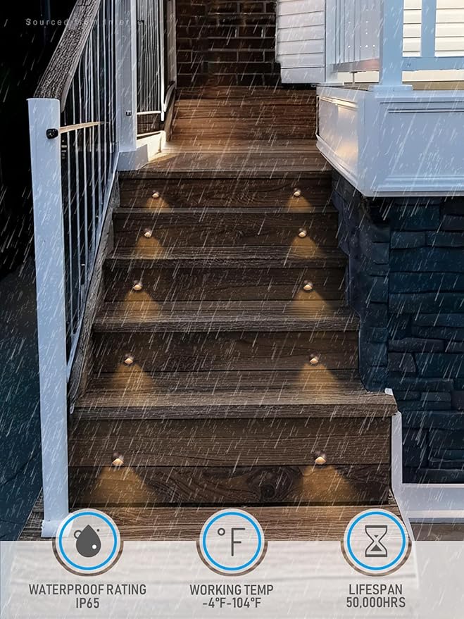 LEONLITE 12-Pack Recessed Low Voltage LED Deck Light Anti-Glare, 12-24V AC/DC Recessed LED Step Riser Light, IP65 Outdoor Step Stair Lights, 3000K Warm White, Aluminum Housing Oil Rubbed Bronze