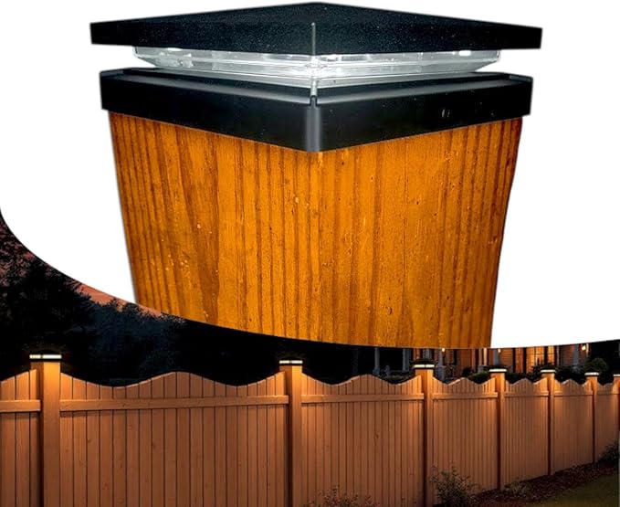DekLights® DIY Line LED Lighted Post Cap for 6x6 Wood Posts (True 5.5x5.5). Our 12volt Low Voltage with Replaceable LED Bulb. for Your 6x6 Fence Posts (Black Cap 6000k Bulb)