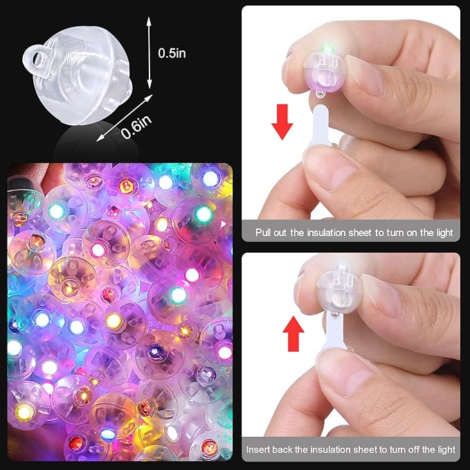 50PCs Mini Led Lights with Hook, Waterproof Round Tiny Led Light for Party Decorations Neon Light for Birthday Party and Wedding Decoration, Colorful-Blinking Lights