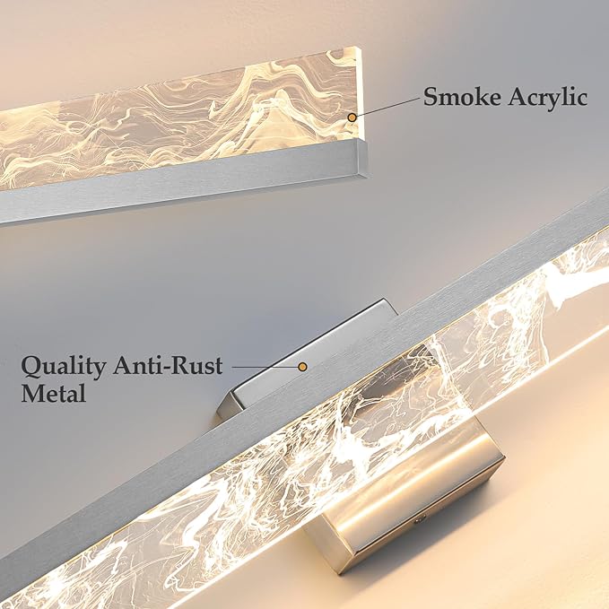 Brushed Nickel Vanity Light for Bathroom - 24 Inch Bathroom Lighting Fixtures Over Mirror 18W 3000K LED Vanity Lights Bar Modern Vanity Light Wall Mount