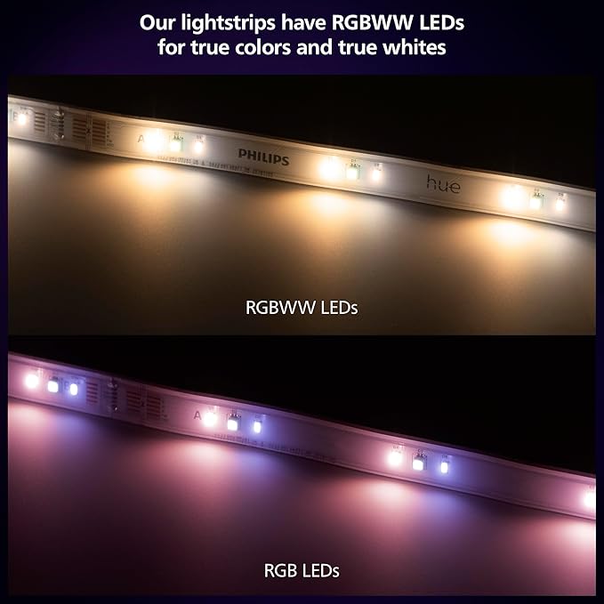 Philips Hue Indoor 16 Ft Smart LED Solo lightstrip Base Kit - Control with Hue App - Compatible with Alexa, Google Assistant and Apple HomeKit| (Pack of 4)