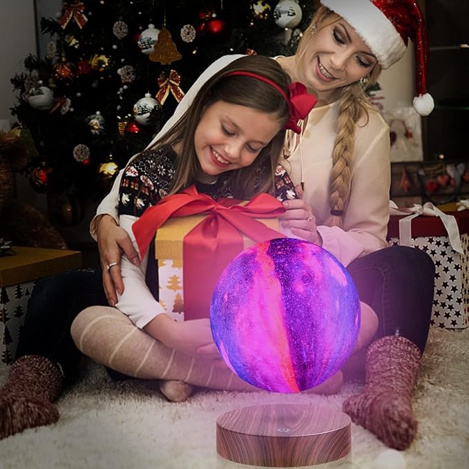 Floating Moon Lamp, Magnetic Levitation Spinning 3D Printing Moon Light Levitating Galaxy Lamps Globe with 16 Colors Modes LED Moon Night Lights, Room Decor, Creative Gift for Kids Friends