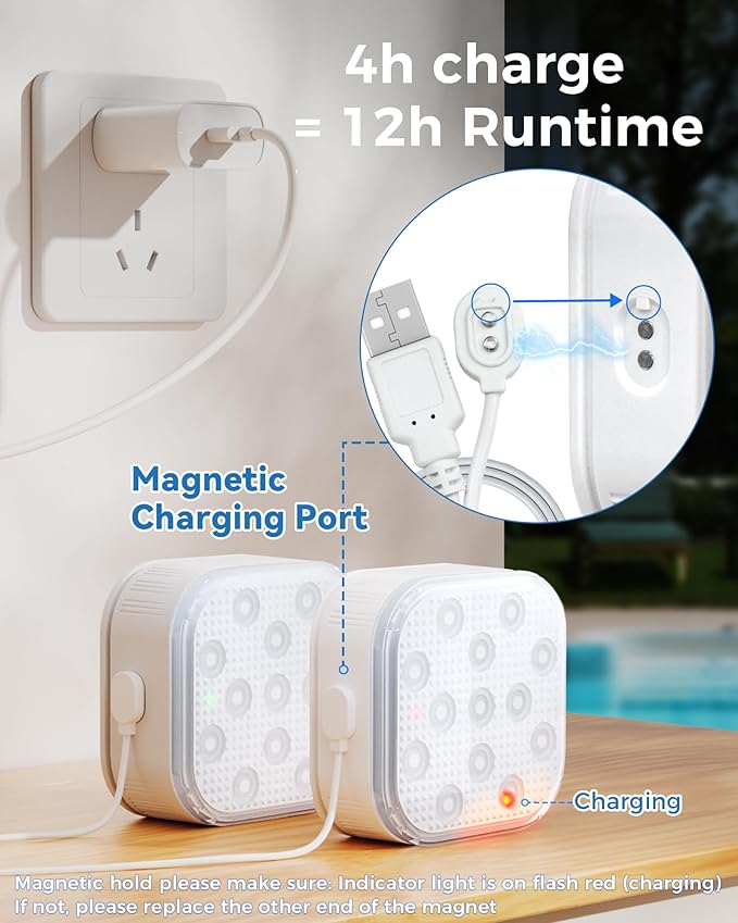 Pool Lights (2 Pack), Submersible LED Light with Remote Control, 5 Adjustable Brightness Levels, 16 Colors & 6 RGB Modes, IP68 Waterproof, 10H Runtime,Installation Accessories Included, (2025 Upgrade)