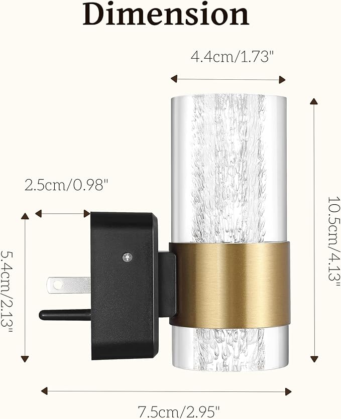 Led Night Light, Night Lights Plug into Wall Lights Plug in with 0-100LM Adjustable Brightness,3000K Nightlights with Dusk to Dawn Sensor for Bathroom Hallway Stairway 2 Pack