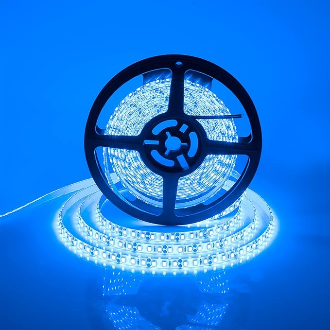 SUPERNIGHT 600 LEDs Blue Strip Light, 16.4FT Waterproof Flexible Rope Lights, 12V Blue Tape Lights for Bedroom, Mirror, Kitchen, Boat, Party, Holiday Decoration