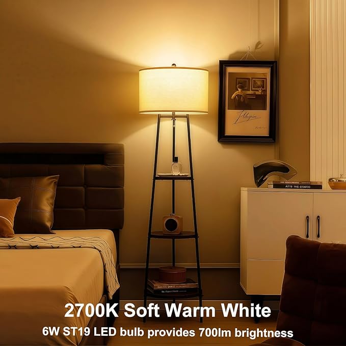 ST19 LED Bulb 6W Equivalent 60W 2700k Warm White 120V, 12 Pack Ivyemons High Output ST19 LED Bulb Dimmable, No Flicker ST 19 E26 Base Led Bulb,ST 19 LED Edison Light Bulbs for Indoor/Outdoor Lighting.