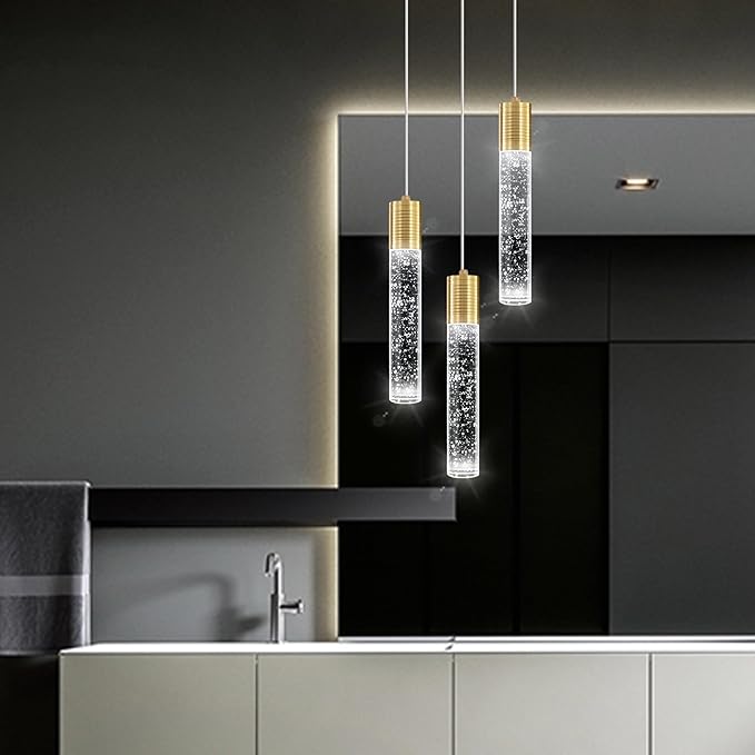 3-Lights Pendant Lights Modern LED Kitchen Island Light Bubble Pendant Light Pendant Lighting for Kitchen Island Dining Room Ceiling Hanging Lights Bedroom Mini Pendent Spot Lights