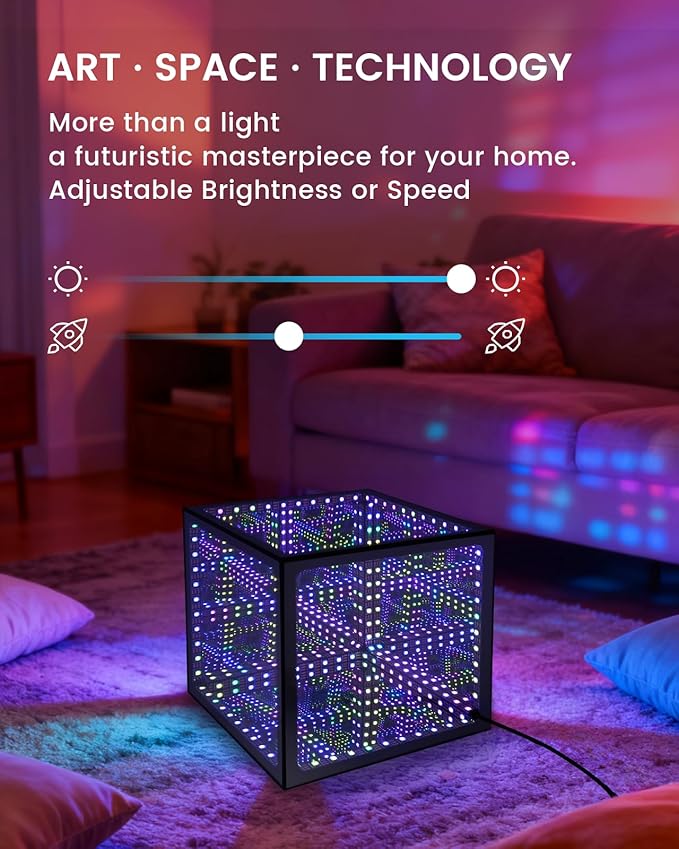 Infinity Hyper Cube LED Table Light, Color-Changing Music-Sync APP-Controlled Ambient Light for Gaming, Party, Home (4Inches)
