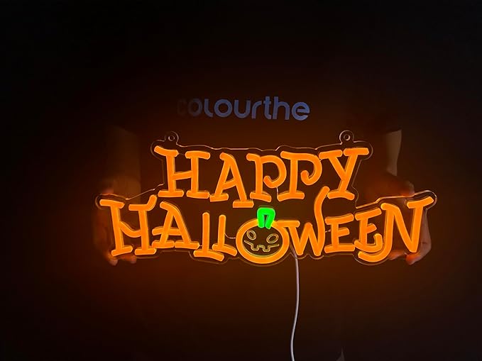Happy Halloween Led Neon Sign for Halloween Decor Holiday Party Gift USB Powered (15.7 inch x 6.29 inch)