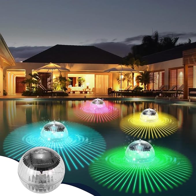 Generic 2Pcs Floating Water Fountain with Underwater Lights,Waterproof Solar Pool Lights That Float,Pool Lights Hangable LED Disco Glow Ball Lights for Pond Garden