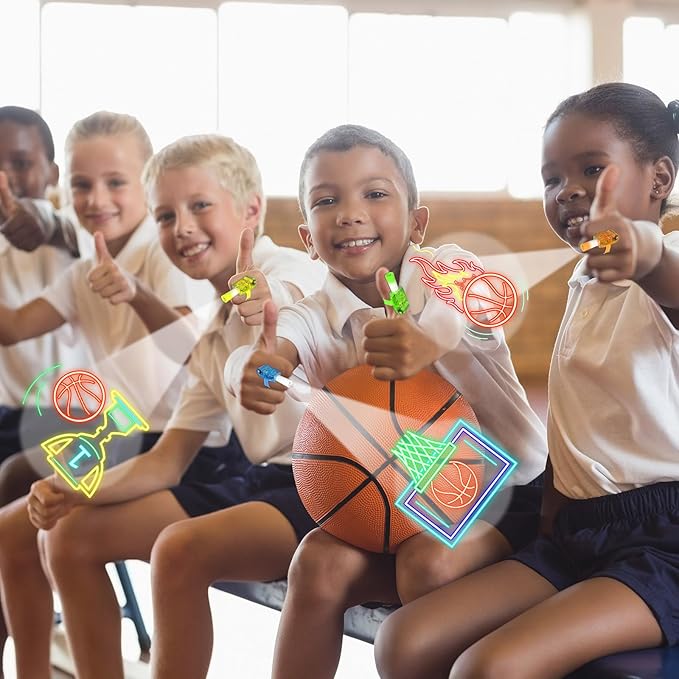 36Pcs Basketball Themed LED Finger Lights Basketball Party Favors Glow in the Dark Light Up Finger Lights Sport Themed Toys Bulk for Kids Sport Birthday Goodie Bags Stuffers Classroom Prizes Gifts