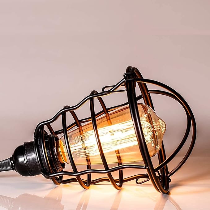 Industrial Light Cage Replacement 4 Pack, DIY Vintage Style Metal Light Shade for Pendant Light Wall Lamp, Edison Lamp Guard, Industrial Lamp Cage, Wall Light Guard