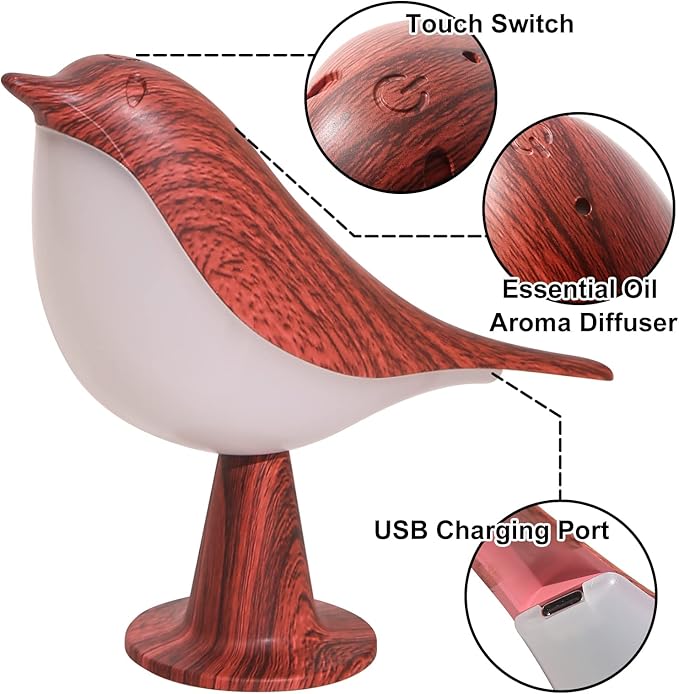 Small Bird Table Lamp, Cordless Bedside Lamps, Battery Operated Lamp with 3 Color Temperatures, Dimmable Bird Night Light, Touch Lamps for Nightstand, Rechargeable Outdoor Lights for Patio