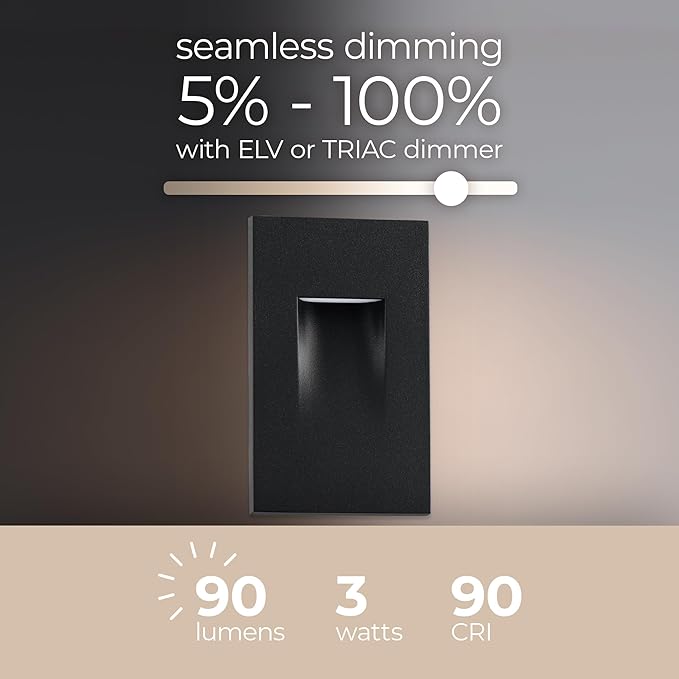 Builder Essentials Indoor or Outdoor 120V Input LED Step or Patio Deck Light Vertical Orientation with 3-CCT 2700K-3000K-4000K Selectability in Bronze